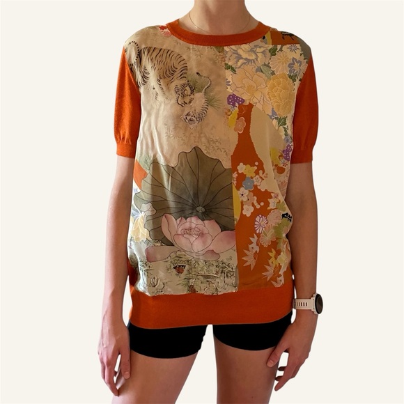 GUCCI NWOT Tiger Floral Print Knit Top Cashmere/Wool/Silk Blend🌸 - Picture 1 of 14